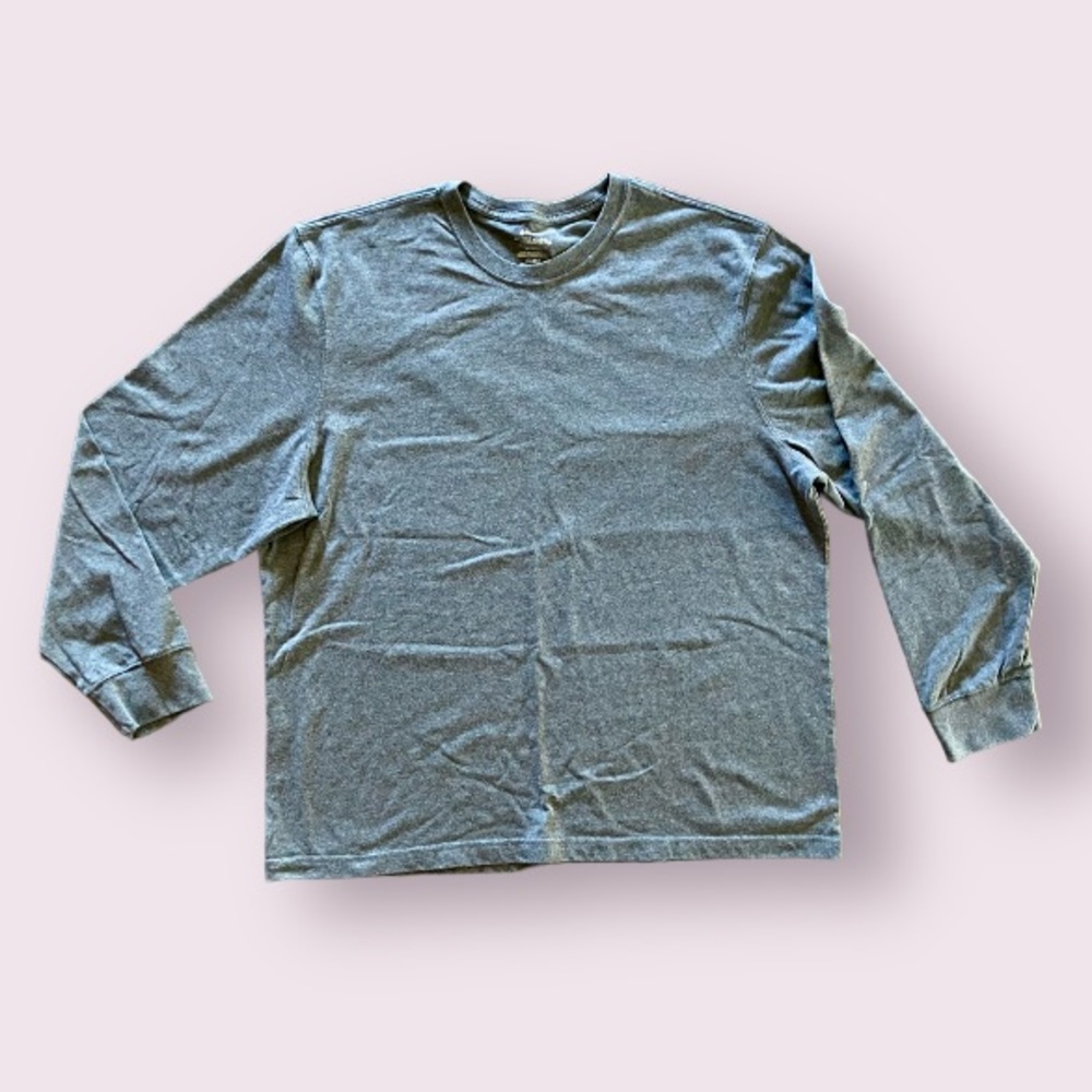 Members Mark Dark Gray Essential Long Sleeve Crew Neck Cotton Blend Tee